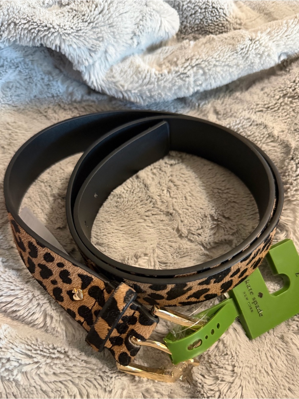 kate spade Leopard Print Belt with Gold Buckle - Brown/Black Large NWT
